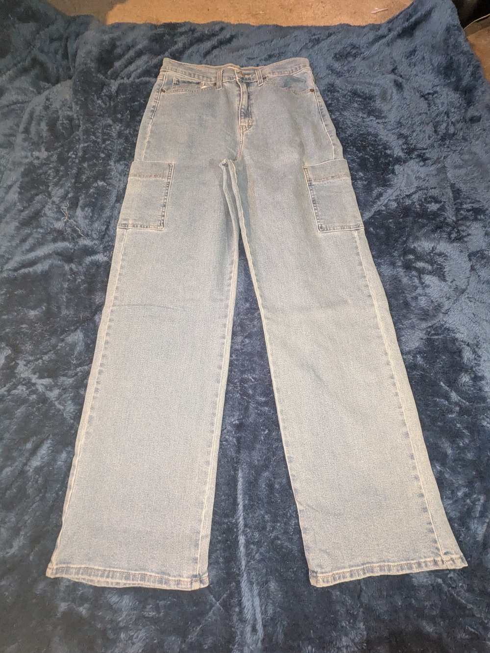 Levi's Light Blue Wide-Leg Cargo Jeans